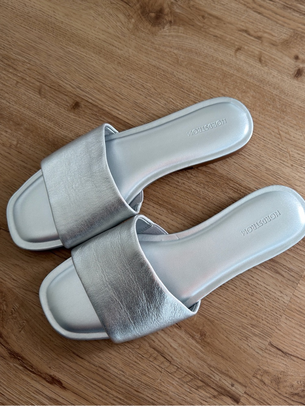 Nordstrom Silver Metallic Slide Sandals